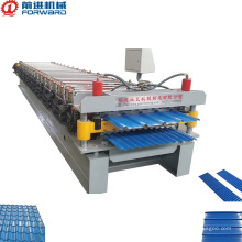 QIANJIN CE certificate double layer metal roofing sheet glazed tile roll forming machine with two different models